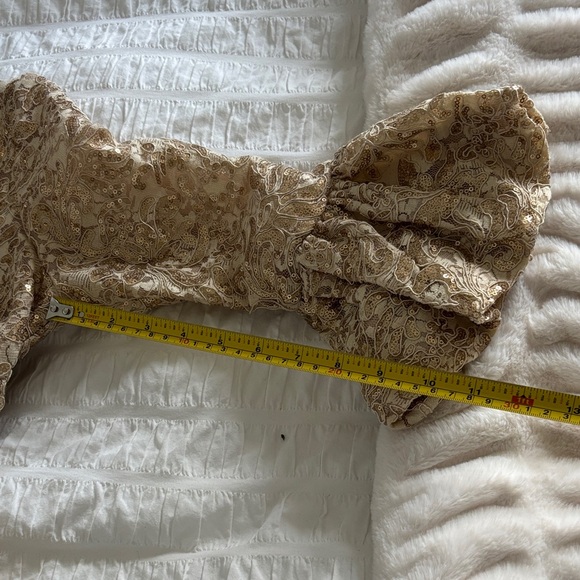 Betsy & Adam Gold Floral Lace Dress - Picture 12 of 15